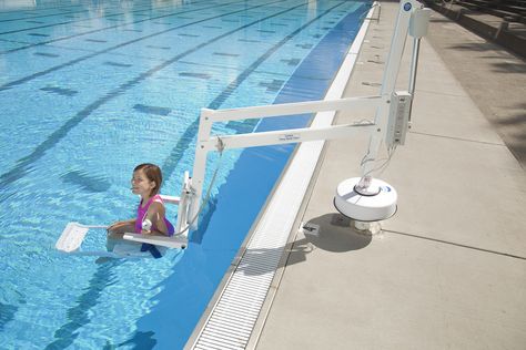 Splash Pool Lift Hoist in Pool Pool Lift, Portable Pools, Splash Pool, Water Aerobics, Peer Support, Pool Equipment, Swim Club, Water Polo, Pool Days