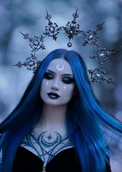 Pagan Makeup Witch, Pagan Makeup, Witches Ball, Moon Witch, Mother Goose, Goth Aesthetic, Gothic Wedding, Hair Nails, Makeup Hair