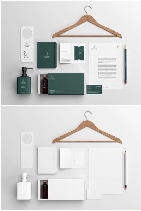 Designing a branding identity for a hotel or resort is a lifetime opportunity and definitely, it needs lots of research and redos. Free Hotel Identity Branding mockup, the mockup comes in 5K high-resolution file so it allows you to show every detail of your artwork. This free PSD mockup features letterhead, business card, wooden hanger, plastic room key, amenity kit, notebook, pencil, and a door hanger. #hotelbrandingmockup #psdmockup #freemockup #hotelidentitydesign #branding #stationerymockup Hotel Branding Design Inspiration, Hotel Identity Design, Hotel Branding Mockup, Hotel Card Design, Hotel Key Card Design, Hotel Room Details, Hotel Letterhead, Hotel Branding Design, Hotel Business Card