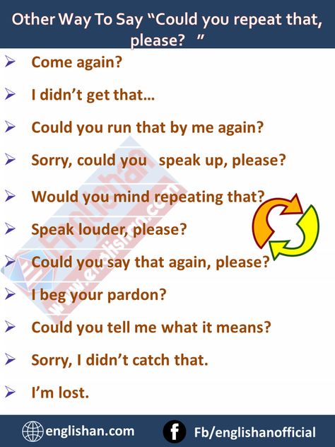 Can You Repeat That Please, Could You Repeat That, Can You Repeat That Again, Can You Repeat That Please, Could You Repeat That In English, Repeat What You Just Said, What Is It Called When Someone Repeats What You Say, How To Ask Someone To Repeat Something Learning Filipino, Ways To Say Sorry, General English, Best Questions, Say Sorry, Other Ways To Say, English Conversation, Study Flashcards, Buddha Life