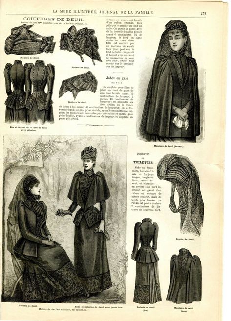 1891 mourning dresses and accessories Black Victorian Dress, 1890s Fashion, French Magazine, Halloween 3, Man Of The House, French Victorian, Victorian Goth, 19th Century Fashion, Victorian Clothing