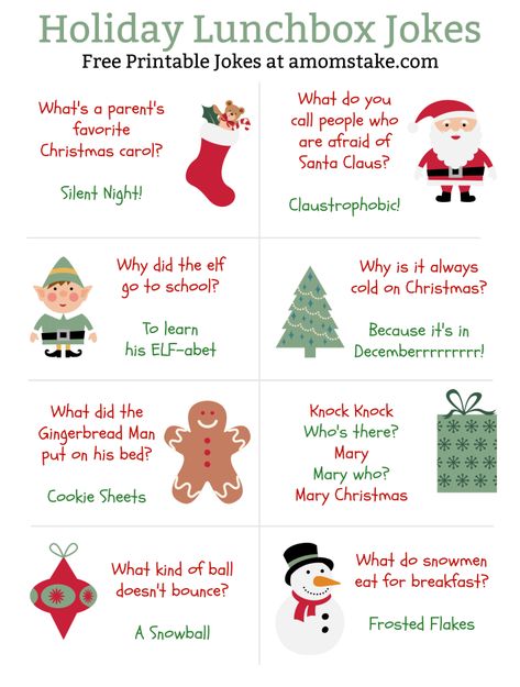 Free printable holiday lunchbox jokes for kids plus a cute Christmas bento idea! Christmas jokes for kids, Christmas card sayings, Christmas jokes, Holiday Lunch Box Jokes Printable, Holiday Jokes Printable PDF Free Christmas Jokes Printables, Christmas Themed School Lunches, Christmas Lunchbox Jokes Printable, Kid Christmas Jokes, Christmas Lunch Box Jokes For Kids, Christmas Lunch Notes For Kids, Elf Jokes Free Printable, Christmas Lunch Box Ideas, Christmas Jokes For Kids Printable