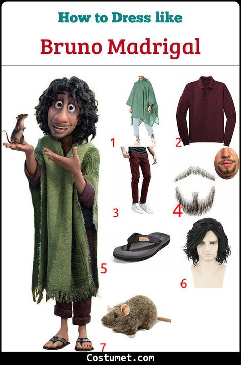 Bruno Cosplay Encanto, Bruno Madrigal Costume, Encanto Bruno Costume, Halloween Costumes Encanto, Bruno Halloween Costume, Mens Costume Ideas Diy, Bruno Costume Encanto, Encanto Family Costume, Encanto Halloween Costumes