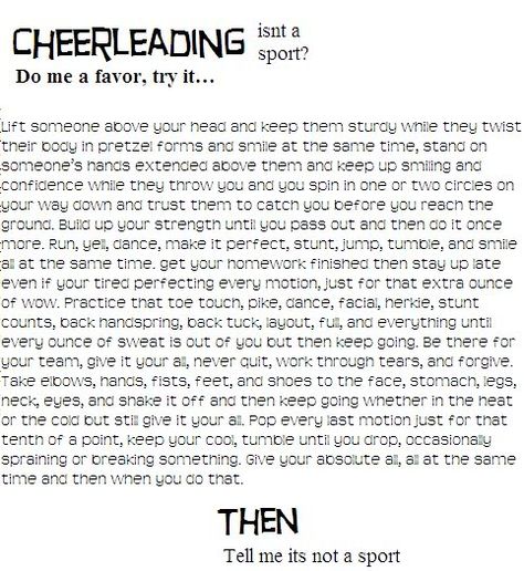 cheerleading is a sport Cheerleading Workouts, Cheer Hacks, Cheer Tryouts, Cheerleading Quotes, Cheer Workouts, College Cheer, Cheer Life, Cheer Stunts, Competitive Cheer