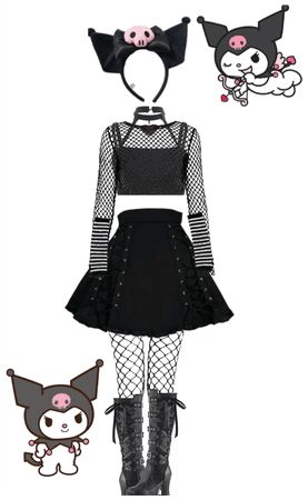 Kuromi & My Melody Outfit | ShopLook Melody Outfit, My Melody Outfit, Kuromi Outfit, Kuromi Clothes, Sanrio Outfits, Sanrio Clothes, Pastel Goth Outfits, Karakter Sanrio, Mode Kawaii