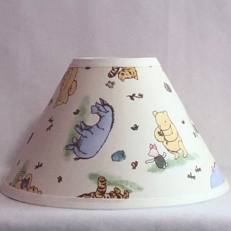 Nursery Lampshade, Winnie The Pooh Fabric, Fabric Nursery, Piglet Eeyore, Pooh Piglet, Classic Winnie The Pooh, Nursery Lamp, Ivory Background, Trim Color