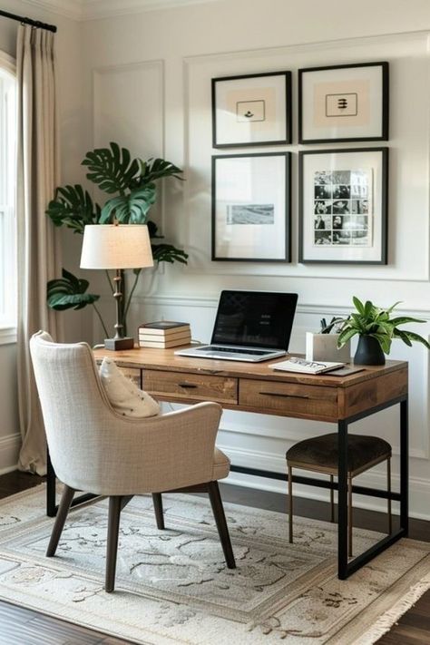 Plant Store, Home Office Design Ideas, Minimalist Home Office, Western Bedroom, Office Design Ideas, Cozy Home Office, Contemporary Home Office, Small Home Offices, Office Guest Room