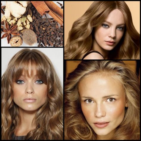 Warm spice blonde Formulas: (on starting level 7)  1. Goldwell Colorance 2 part 7BG + 1 part 7NA with Colorance Lotion  2. Goldwell Topchic 2 parts 7BN + 1 part 7SB with 20 Volume  3. Goldwell Topchic 2 parts 7SB + 1 Part 7B with 20 Volume  4. Goldwell Colorance 2 parts 7NA + 1 part 7B with Colorance Acid Lotion Formulas 1 and 2 lean toward the warm side of the spectrum while 3 and 4 have a cooler reflection. Level 7 Hair, Level 7 Hair Color, Blonde Formulas, Goldwell Colorance, Color Formulas, Creative Hair Color, Hair Color Formulas, Level 7, 2015 Hairstyles