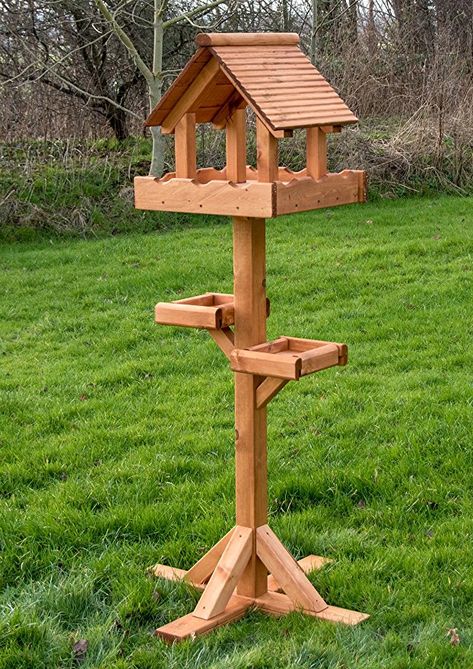 Riverside Woodcraft Triple Platform Bird Table: Amazon.co.uk: Pet Supplies Bird Feeding Table, Bird Feeder Station, Bird Feeder Plans, Wooden Bird Feeders, Bird Table, Bird Tables, Bird Feeding Station, Bird House Feeder, Wooden Bird Houses