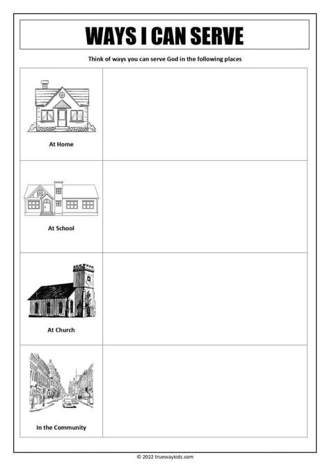 This worksheet is perfect for any teen who wants to serve at home, church, school, or in their community. It includes a list of ways that teens can serve, plus space to brainstorm their own ideas. This is a great resource for youth groups or Bible studies! #Biblestudy #youthgroup Middle School Bible Study Lessons, Bible Study For Middle Schoolers, Kids Bible Class Ideas, Bible Worksheets For Teens, Bible Study Activities For Youth, Sunday School Activities For Teens, Bible Activities For Teens, Youth Church Activities, Sunday School Lessons For Teens