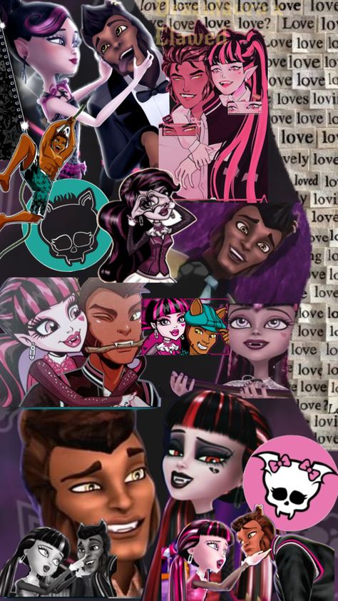 Draculaura X Clawd, Draculaura And Clawd Wolf, Clawd Wolf, Monster High Draculaura, Rochelle Goyle, Catty Noir, Lagoona Blue, Wolf Wallpaper, Monster High Art