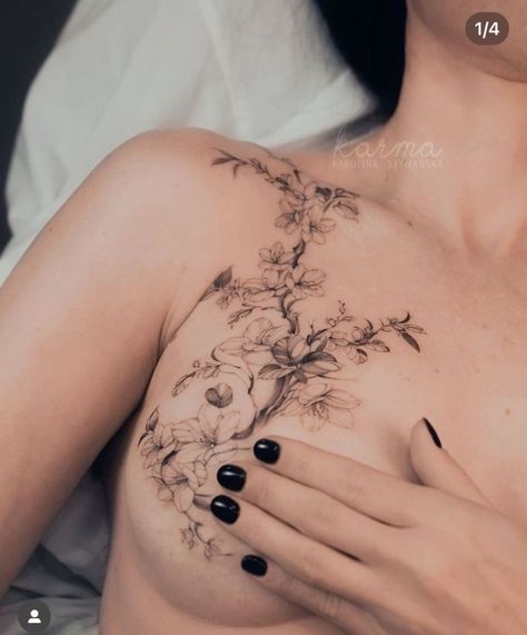 #tattoo #tattoos #tattooart #tattoodesign #tattoodesign #tattoogirl  #tattoosleeve #tattooflower Seductive Tattoos, Breast Tattoos For Women, Eden Tattoo, Colour Tattoo For Women, Stomach Tattoos Women, Epic Tattoo, Beautiful Flower Tattoos, Chest Tattoos For Women, Stomach Tattoos