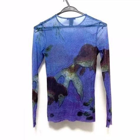 【SOLD】90s Vivienne Tam woman mesh top goldfish  
Top... - Depop Vivienne Tam, Mesh Material, Goldfish, Very Rare, Mesh Top, Lookbook, Mesh, Long Sleeve, Fashion Design