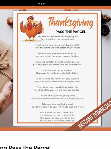 Pass The Present Game, Free Printable Thanksgiving, Printable Thanksgiving, The Third Person, First Thanksgiving, Free Thanksgiving, Thanksgiving Printables, Thanksgiving Fun, Game Pass