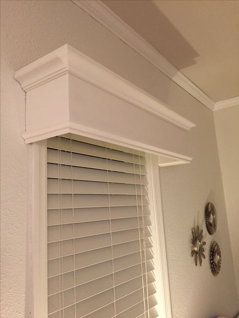 ... Window Pediments Interior, Window Valance Ideas Living Room, Cornice Boards Diy, Landing Decor Ideas, Window Cornice Diy, Primitive Windows, Curtain Box, Landing Decor, Curtain Pelmet