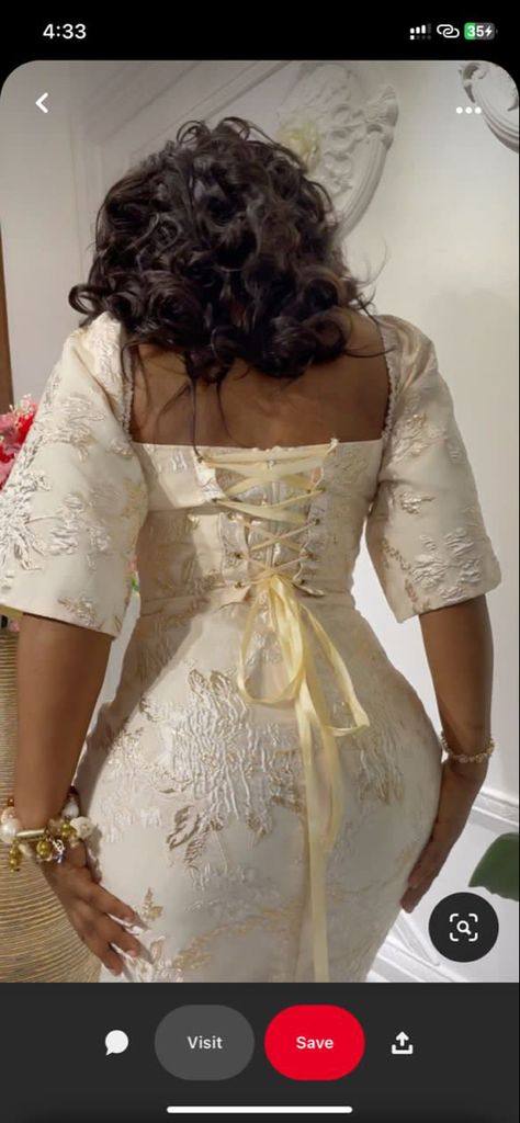 Corset African Lace Dress, Corset Brocade Dress, Brocade Fabric Dress Styles, White Brocade Dress Styles Nigeria, Brocade Designs Dresses, Styles For Brocade Fabric, Brocade Damask Dress Styles Nigeria, Back Of Corset Dress, Brocade Dress Designs