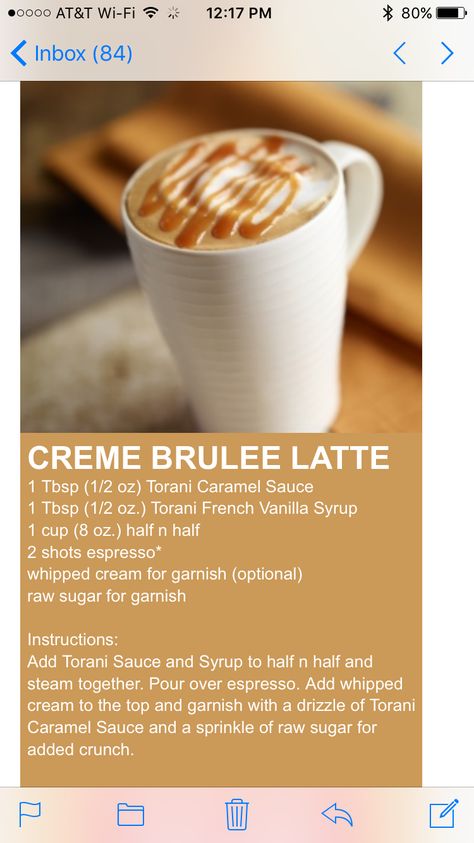 Caramel Brûlée Latte, Creme Brulee Coffee Recipe, Creme Brulee Coffee Creamer Recipe, Nespresso Recipes Vertuo, Creme Brulee Latte Recipe, Creme Brulee Latte, Nespresso Drinks, Speciality Coffee Recipes, Cold Coffee Drinks Recipes