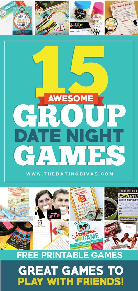 15 Awesome Group Date Game Ideas (Free Printables Included) Couples Ministry, Couples Games, Adult Game Night, Couples Game Night, Date Night Games, Geek House, Games For Couples, Game Night Parties, Group Dates