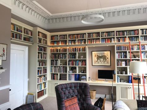 Fitted Office Furniture, Bookcase Inspiration, Fitted Office, Shelves And Storage, Home Library Rooms, Bookshelf Inspiration, Cabinets Storage, Bookcase Desk, Office Bookcase