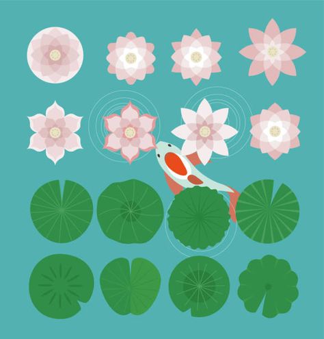 46,620 Lily Pad Illustrations & Clip Art - iStock Lily Pad Drawing, Lilly Pad, Ikan Koi, Lotus Art, Soyut Sanat Tabloları, Japanese Prints, Blender 3d, Free Vector Graphics, Water Lily