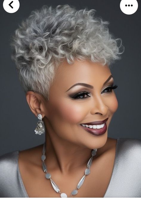 Gray Hair Black Women Wig, Short Grey Hair Black Women Over 50, Relaxed Gray Hair Over 50 Black Women, Grey Hairstyles For Black Women, Short Grey Wigs For Black Women, Short Curly Grey Hair, Natural Gray Hair Over 50 Black Women, Short Curly White Hair Over 50, Afro Grey Hair Black Women