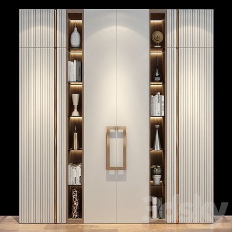 Furniture composition 190 - Wardrobe & Display cabinets - 3D Models Landing Cupboard, Display Wardrobe, Entrance Wardrobe, Wardrobe Display, Master Room Design, Wardrobe Laminate Design, European Bedroom, White Display Cabinet, Elegant Bedroom Design