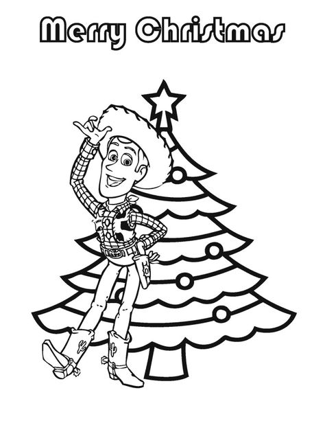 Woody Toy Story Christmas Coloring Page Toy Story Christmas, Christmas Tree Coloring, Christmas Toy Story, Toy Story Coloring Pages, Christmas Colouring Pages, Tree Coloring, Family Coloring Pages, Christmas Coloring Sheets, Printable Christmas Coloring Pages