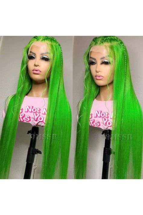 QMSSR Green Color Synthetic Lace Front Wigs Long Straight Hair Light Green Wig Glueless Lace Front Wigs for Fashion Women Glueless Lace Front Wigs, Hair Light, Real Hair Wigs, Green Wig, Baby Hairs, Best Wigs, Straight Lace Front Wigs, Headband Wigs, Long Straight Hair