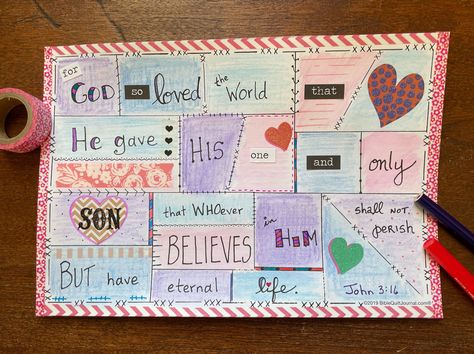 Bible Quilting, Quilt Doodle, Gems Crafts, Bible Quilt, Quilt Journal, Watercolor Pencils Techniques, Bible Doodles, Journaling Printables, Displaying Kids Artwork