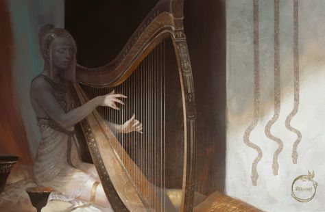 Harp Art, Harp Player, Types Of Angels, The Art Showcase, Life Drawing Reference, Art Showcase, The Harp, Fantasy Role Playing, Anatomy Poses