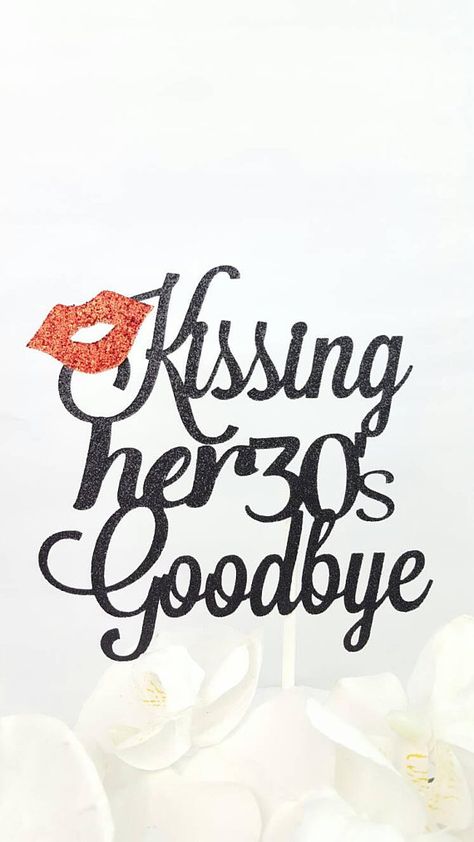 Kissing her 30's Goodbye cake topper  #dirty30caketopper #dirtythirty #30thbirthdaydecor #customcaketopper #glittercaketopper #30thbdaytopper #birthdaycaketopper #bithdaycakedecor Dirty 30 Cake, 40th Birthday Decor, Cake Topper 40th Birthday, Goodbye Cake, 40th Birthday Themes, Hello 40, 40th Birthday Cake Topper, 40th Birthday Cake, 40 Birthday