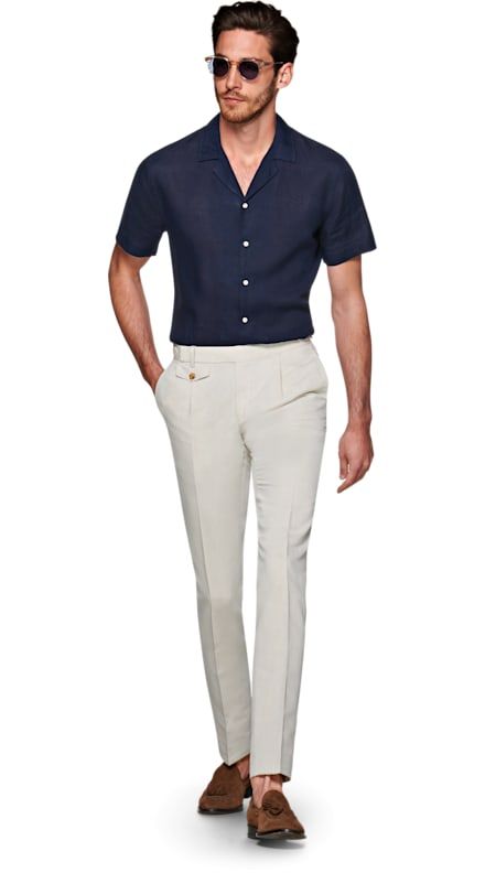 Navy Short Sleeve Shirt Polo Shirt Outfits, Mens Smart Casual Outfits, Shirts Plain, Formal Men Outfit, Striped Shirts, Men's Casual Shirts, Smart Casual Men, Designer Suits For Men, Mens Casual Dress Outfits