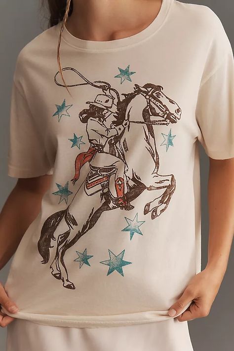 Letluv Horse Graphic Boyfriend Tee | Anthropologie Horse Graphic, Boxer Pants, Western Graphic Tees, Nyc Shopping, Boyfriend T Shirt, Cotton Pullover, Boyfriend Tee, Women's T Shirts, Fall Shopping