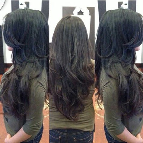 Long Layered Hair Wavy, Haircuts For Long Hair With Layers, Cute Hairstyle, Hairstyles For Layered Hair, Long Layered Haircuts, Long Dark Hair, Haircuts Straight Hair, Long Black Hair, Long Layered Hair