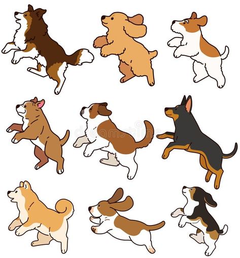 Jumping Dog Drawing, Dog Jumping Illustration, Dog Standing Up, Dog Drawing Side View, Dog Jumping Drawing, Dog Poses Drawing, Dog Running Drawing, Outline Animals, Dog Side View