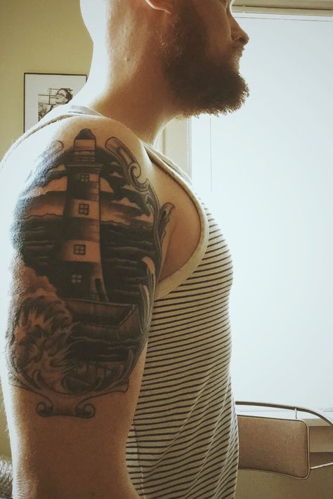 #lighthouse #tattoo #sunderland #roker Sunderland Tattoo, Floral Lighthouse Tattoo, Lighthouse Forearm Tattoo, Hatteras Lighthouse Tattoo, Old Sunderland Photos, Lighthouse Tattoo, Sunderland, Polynesian Tattoo, Lighthouse