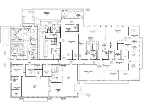 Simplified Floor Plan Administration Building Plan, Police Station Floor Plan, Police Department Office, Police Station Architecture, Police Department Building, Psychiatric Hospital Floor Plan, Hospital Floor Plan Medical Center, Police Precinct, Station Map