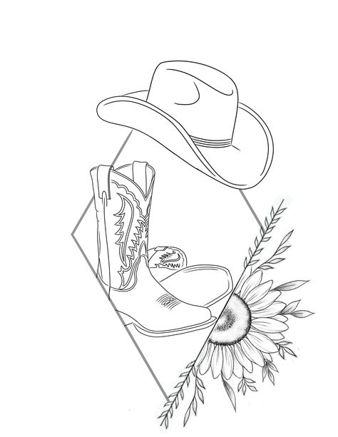 Fine Line Art Tattoos For Women, Tattoo Western Style, Farm Life Tattoo Ideas, Tattoos For Women Sleeve Arm, Boho Cowgirl Tattoo, Country Boot Tattoos For Women, Cowboy Boots With Sunflowers Tattoo, Unique Medium Tattoo Ideas, 12:10 Tattoo