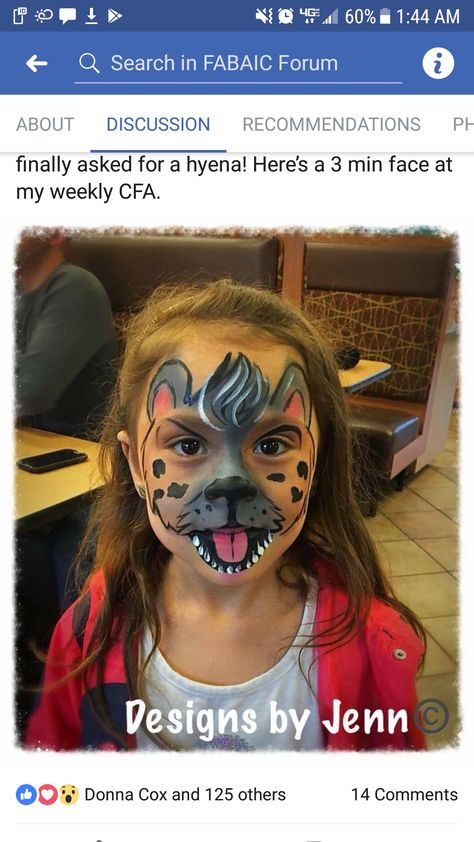 Hippo Face Paint, Hyena Face Paint, Hyena Makeup, Puppy Face Paint, Animal Face Paintings, Professional Face Paint, Lion King Jr, Animal Makeup, Kids Face Paint