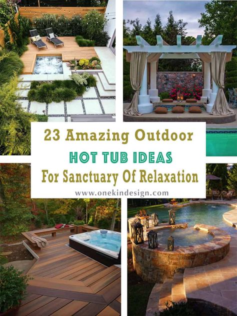 Outdoor Hot Tub Ideas, Hot Tub Decorating, Inground Hot Tub, Hot Tub Ideas, Designing A Garden, Sunken Hot Tub, Backyard Spa, Garden From Scratch, Oasis Backyard