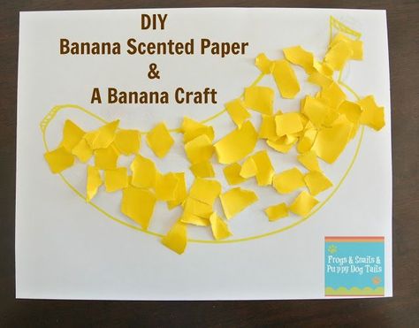 Banana craft for Sept 11 Banana Day - use banana flavoring to yellow glue and use to glue on yellow scraps of paper. Banana Crafts For Toddlers, Yellow Day Activities Craft Ideas, Banana Activity, Veggie Crafts, Yellow Activities, Banana Craft, Banana Crafts, Banana Extract, August Holidays