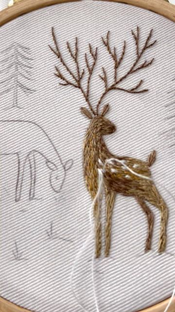 Tamar Nahir Yanai on Instagram: "New in the making 🦌 New autumn designs are slowly going up to the shop and meanwhile Christmas is coming to the studio🤍" Embroidery Deer, Reindeer Embroidery, Textile Decoration, Stocking Ideas, Denim Bag Patterns, Christmas Embroidery Designs, Embroidery Christmas, Christmas Calendar, Handmade Embroidery Designs