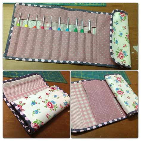 my very first crochet hook case, via Flickr. Diy Crochet Hook Case, Crochet Hook Case Pattern, Crochet Hook Storage, Diy Crochet Hook, Needle Roll, Crochet Hook Roll, Crochet Hook Organizer, Knitting Needle Storage, Crochet Hook Holder