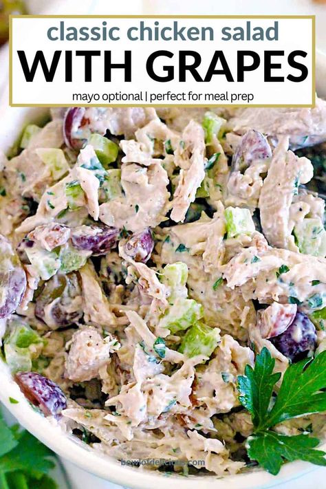 Chicken Salad Recipe With Cream Cheese, Walnut Chicken Salad, Grape Bowl, California Chicken, Salad With Grapes, Fall Eats, Basil Salt, Chicken Salad With Grapes, Roast Chicken Leftovers