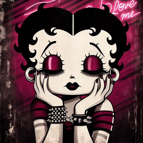 Emo Betty Boop, Betty Boop Computer Wallpaper, Betty Boop Pfp, Goth Cartoon, My Little Pony Rarity, Betty Boop Classic, Drawing Cartoon Faces, Betty Boop Art, Goth Wallpaper