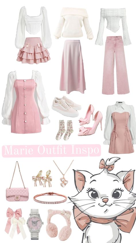 #disney #marie #ootd #ootdinspo #fashion #cat #selfcareaesthetic #coquette #coquetteaesthetic #coquettegirl Marie Inspired Outfit, Marie Disney Outfit, Coquette Disney Outfits, Mulan Outfit Ideas, Aristocats Disneybound, Group Disneybound, Cute Outfits For Disney World, Disney Outfit Ideas For Women, Coquette Disney