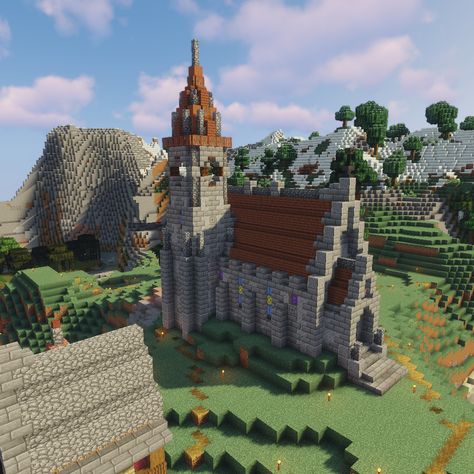 Minecraft Medieval Church (/u/DasGottlos) Couples Minecraft House, Medieval Church Minecraft, Minecraft Medieval Church, Minecraft Chapel, Minecraft Church, Minecraft Medieval Village, Villa Minecraft, Minecraft Medieval House, Minecraft Kingdom