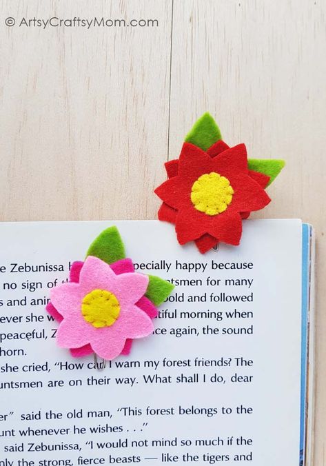 This Felt Flower Bookmark Craft is the ideal spring DIY & makes a great gift for Mother's Day or Teacher's Day! Easy to make, even for beginners. Fun Crafts For Toddlers, Paper Origami Flowers, Easy Felt Crafts, Sew Felt, Kid Friendly Crafts, Bookmark Craft, Paper Origami, Fun Crafts To Do, Spring Crafts For Kids