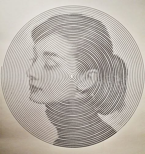 I Programmed A Robot To Draw Single Line Drawings With A Pen Spiral Portrait, Spiral Drawing, Dotted Drawings, Spiral Art, Cnc Art, Optical Illusions Art, One Line Drawing, Illustration Ideas, Pencil Sketches