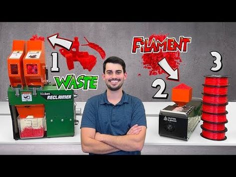 (309) Recycling 3D Prints and Waste Plastic into Filament (PET & PLA) - YouTube Recycling Machines, 3d Printer Filament, 3d Printer, 3d Printing, Printer, Recycling, Eco Friendly, Pet